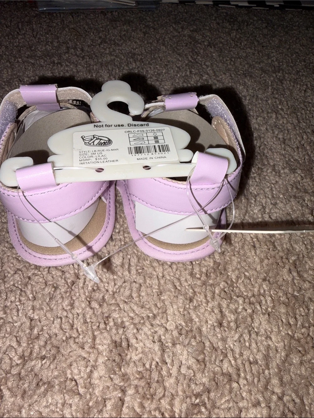Lucky Brand Baby Girls Lavender Scalloped T-Strap Sandals